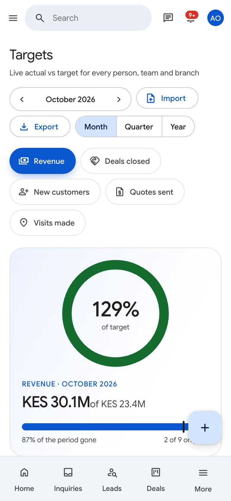 Targets on a phone with a progress ring